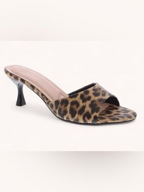 TOP MODA Leopard Print Open-Toe Slide Heel